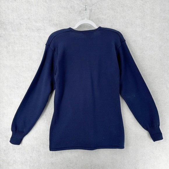 Vintage Counterparts Cardigan Sweater Womens SMALL‎ Navy Blue Crested Logo Wool - Picture 2 of 14